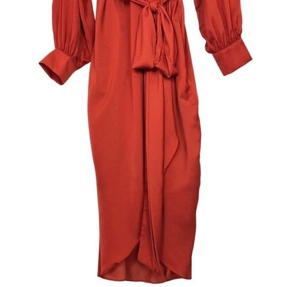 New! City Chic Opulent Faux Wrap Amber Cocktail Party Fall Midi Dress - Picture 9 of 16